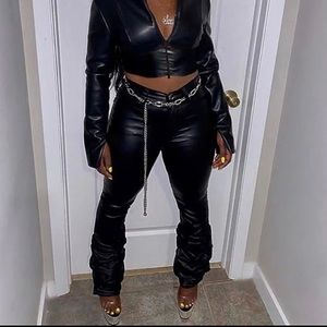Faux Leather Biker Pants